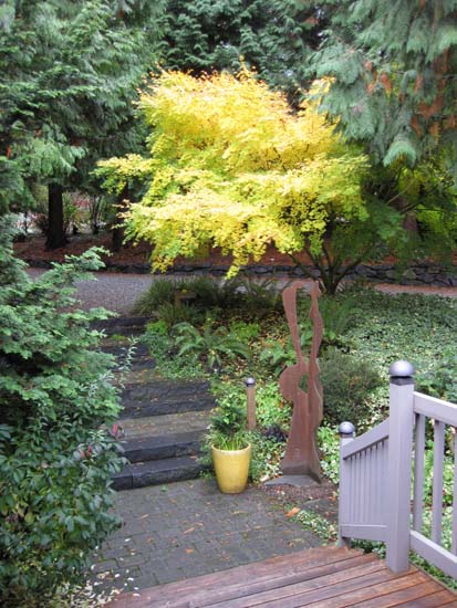 steps between the driveway and house